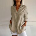 thumbnail image 2 of Admvng Womens Button Down Shirt Fashion Turndown Collar Button Long Sleeve Casual Blouse S-5XL, 2 of 6
