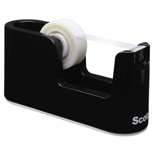 Heavy Duty Weighted Desktop Tape Dispenser With One Roll Of Tape, 1" And 3" Cores, Abs, Black | Bundle of 5 Each