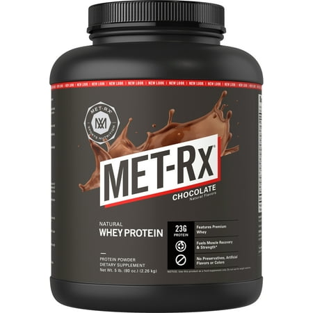 MET-Rx Natural Whey Protein Powder, Chocolate, 23g Protein, 5 Lb