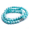 thumbnail image 1 of Collier Perles Rondes Pierre Précieuse Larimar Dominica Bleu Naturel Femmes Hommes 6mm AAAAA, 1 of 2