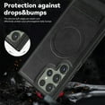 thumbnail image 4 of Magnetic for Galaxy S22 Ultra Premium PU Leather Case,Built-in Invisible Stand [Compatible with Magsafe] Protective Slim Kickstand Phone Cover Compatible with Samsung Galaxy S22 Ultra, Black, 4 of 9
