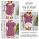 thumbnail image 5 of Camiseta de mujer Cuello cuadrado Color puro Volantes Manga corta Blusa superior para viajes de verano Púrpura oscuro L, 5 of 6
