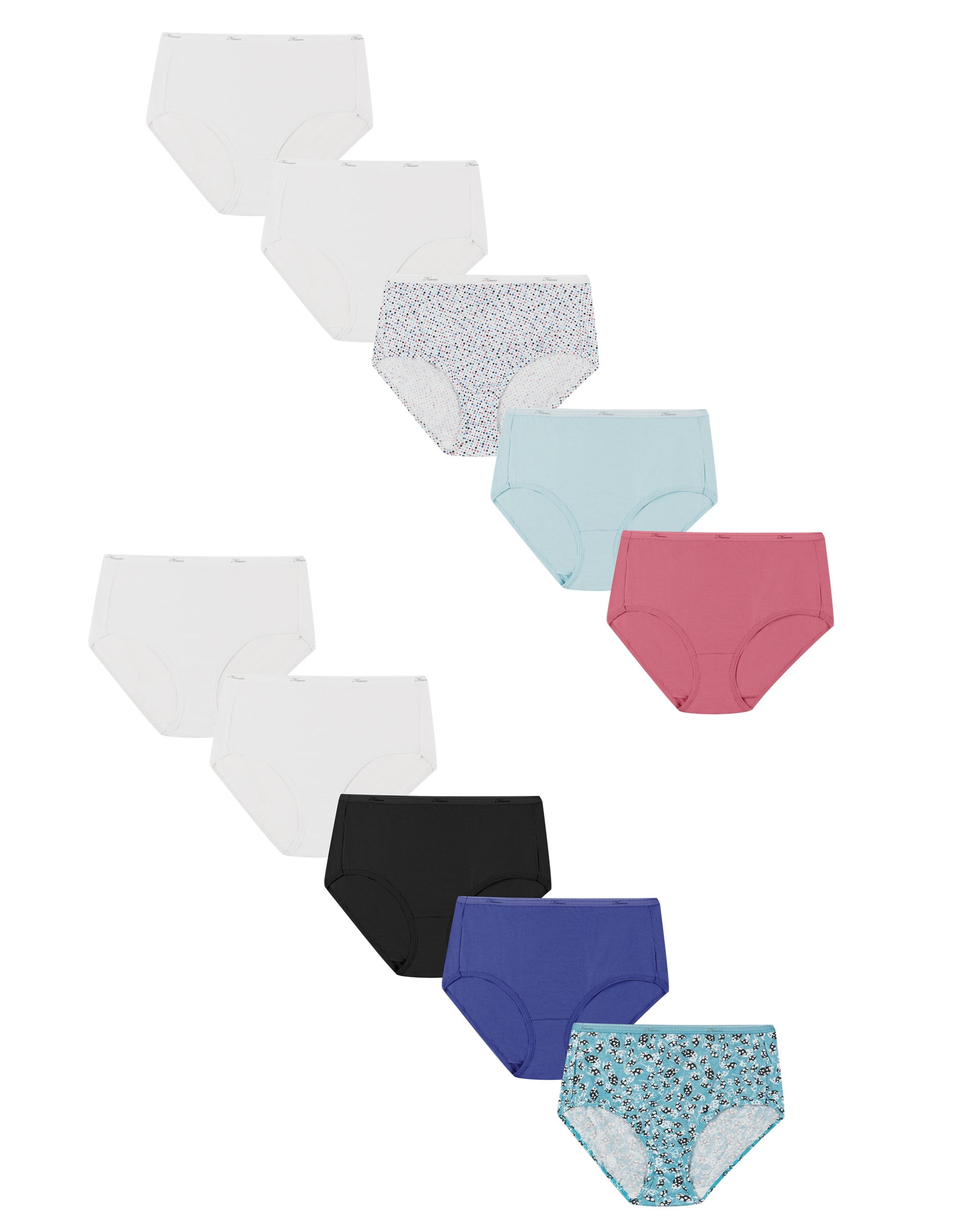 Hanes Women's Breathable Cotton Brief Underwear, White or Assorted, 10-Pack 10