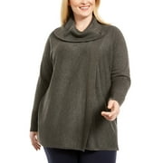 JM Collection Women's Plus Lace Up Cowlneck Sweater Grey Size 4X