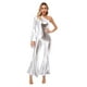 thumbnail image 4 of Mono de baile metálico brillante con parte inferior de campana para mujer, mono de manga acampanada con un hombro, uniforme de porristas, ropa de fiesta temática para discoteca, 4 of 5