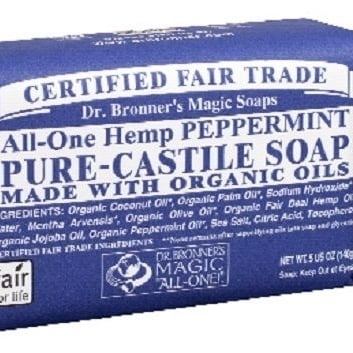 Dr. Bronners Magic Soaps Hemp Peppermint Pure Castile Soap Bar