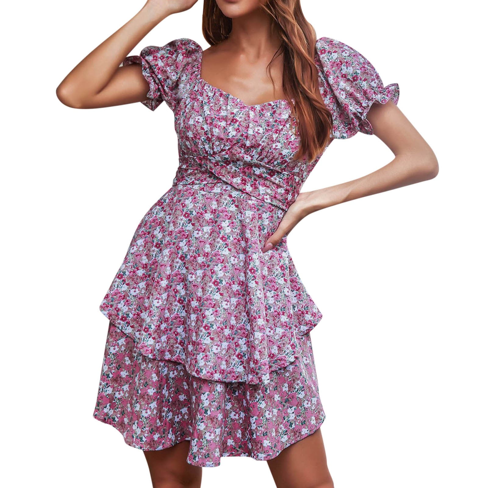 Fashion Dresses Halter Dresses Bodyflirt Halter Dress pink flower pattern elegant 