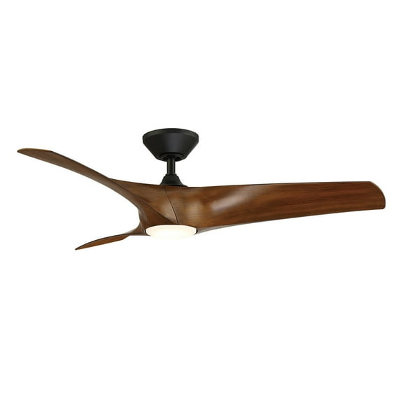 Zephyr 52" Matte Black/Distressed Koa Integrated LED Smart Ceiling Fan with Remote Control