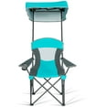 thumbnail image 4 of Gymax Chaise Pliante Parasol Chaise de Camping Extérieur W / Auvent Sac de Transport Turquoise, 4 of 10