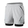 thumbnail image 1 of 2-In-1 Men Running Shorts with Zipper Pockets Quick Dry Exercise Shorts for Training Gym Workout, 1 of 7