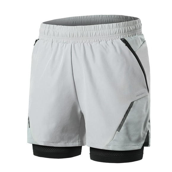 Shorts de Course 2-en-1 pour Hommes avec Poches Zippées Séchage Rapide pour Entraînement Gym