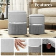 thumbnail image 5 of Costway Linen Fabric Storage Ottoman Set of 2 Modern Round Ottoman with Storage for Bedroom, 5 of 8
