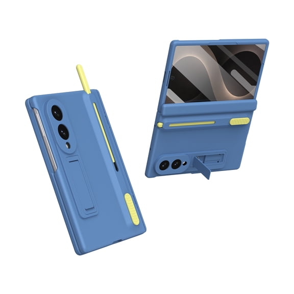 Dteck Full Body Screen Protector Case for Samsung Galaxy Z Fold 8 with Hinge Protection, Shockproof Stylus & Pen Holder Hidden Kickstand Cover, Skyblue