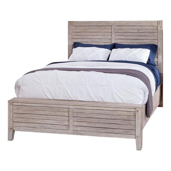 American Woodcrafters Aurora White-washed Wood King Double Panel Bed