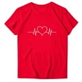 thumbnail image 5 of Njagoc3 Women's Heartbeat Line Heart Print Short Sleeve Top - Romantic Valentine's Day Casual Wear, 5 of 6