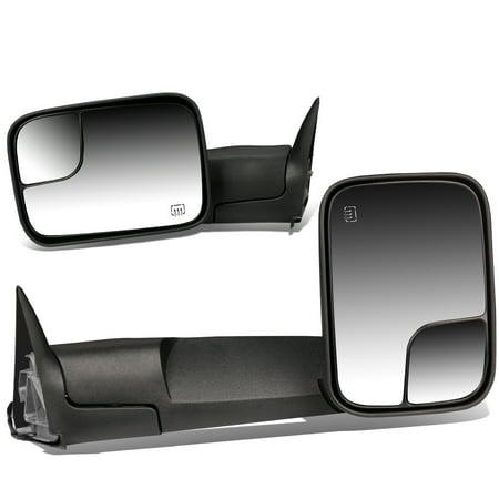 For 1994 to 1997 Dodge Ram Truck 1500 / 2500 / 3500 Pair Black Powered + Heated Glass + Manual Foldable Side Towing Mirrors 95