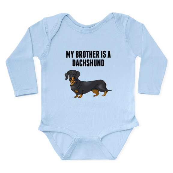 CafePress - My Brother Is A Dachshund Body Suit - Long Sleeve Cotton Baby Bodysuit