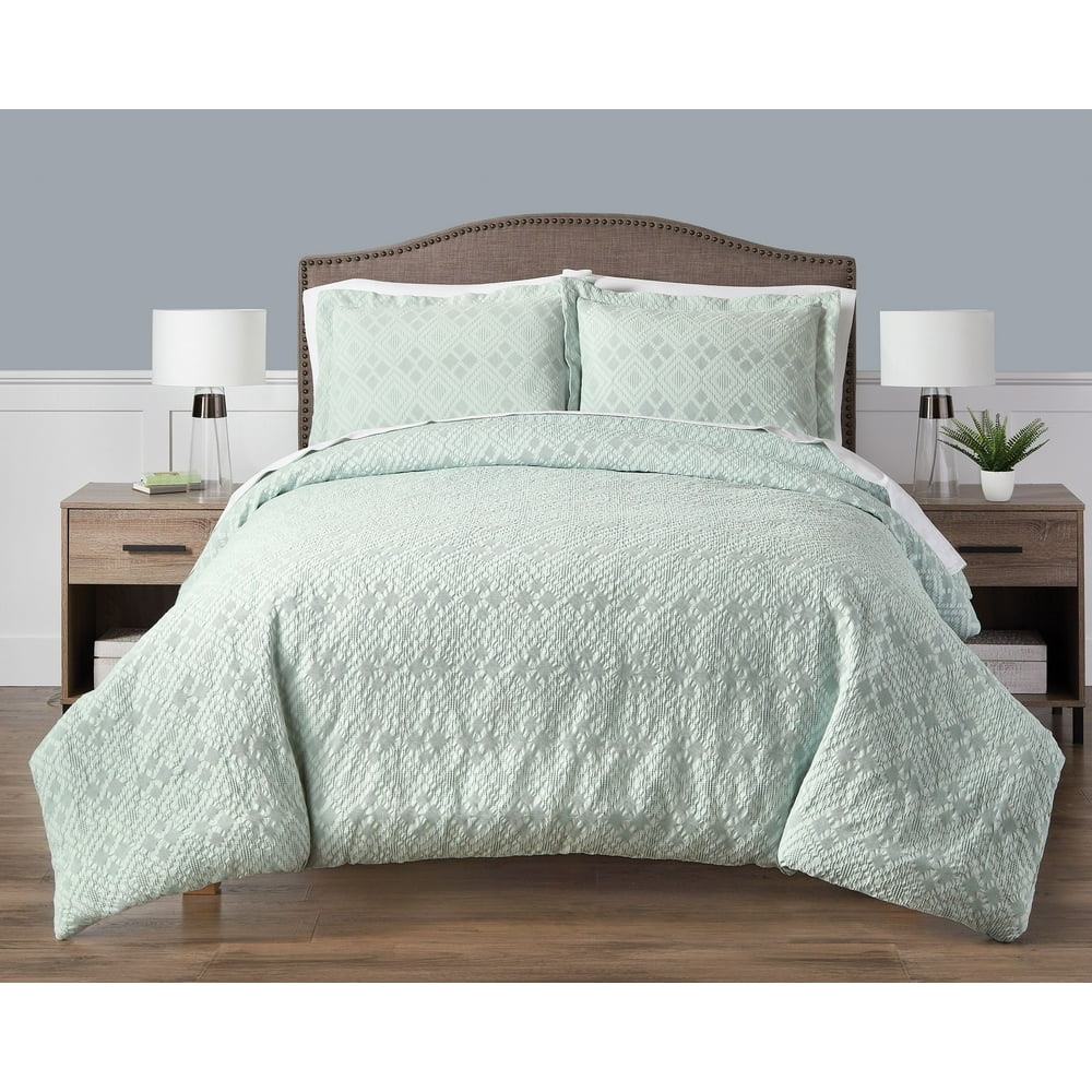 Better Homes and Gardens Waffle Light Green 3Piece Comforter Set, King