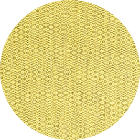 Ahgly Company Machine Washable Indoor Round Solid Yellow Modern Area Rugs, 5' Round