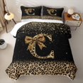 thumbnail image 2 of Homewish Chic Cheetah Print Twin Quilt Set, Personalized Initial C Twin Coverlet Set, Black Brown, 2 of 7