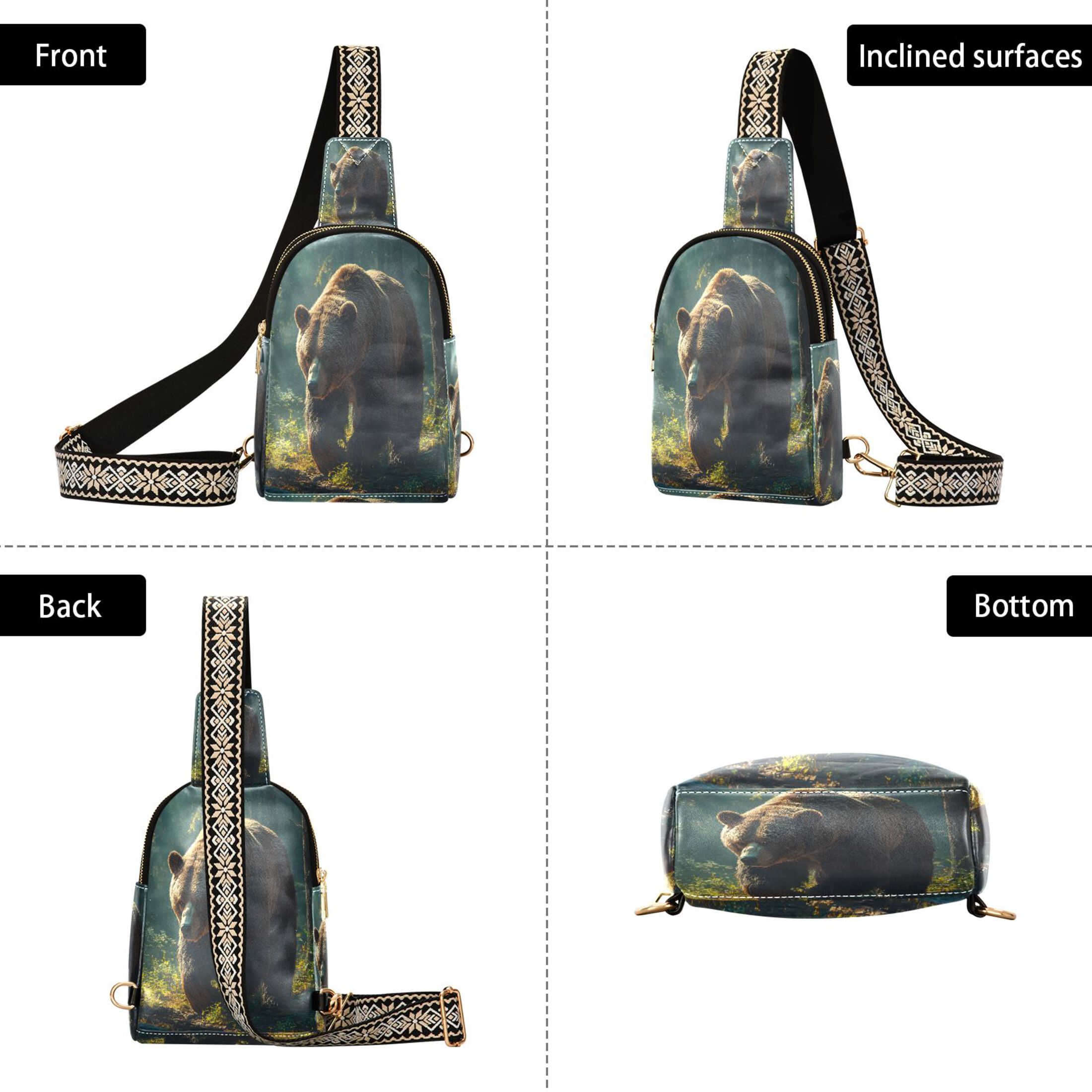 joogoo Bear in Forest Sling Backpack Crossbody Shoulder Bags Waist Packs Chest Bag