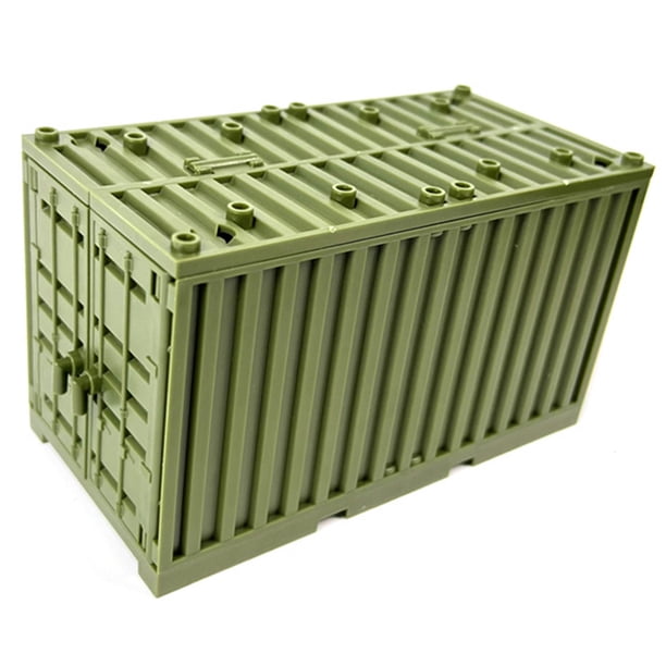 Estuche de almacenamiento educativo de bloques de construcción de contenedores de envío, juguete verde