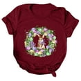 thumbnail image 2 of DDAPJ pyju Happy Easter Shirts for Women Cute Bunny Eggs Graphic Tees Summer Casual Holiday Short Sleeve Crewneck Tee Tops Wine S, 2 of 5