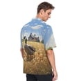 thumbnail image 4 of Duck Houses Trees Wheat Men's Hawaiian Wrinkle Free Button Down Short Sleeve Shirt Casual Shirts Beach Shirts, 4 of 8
