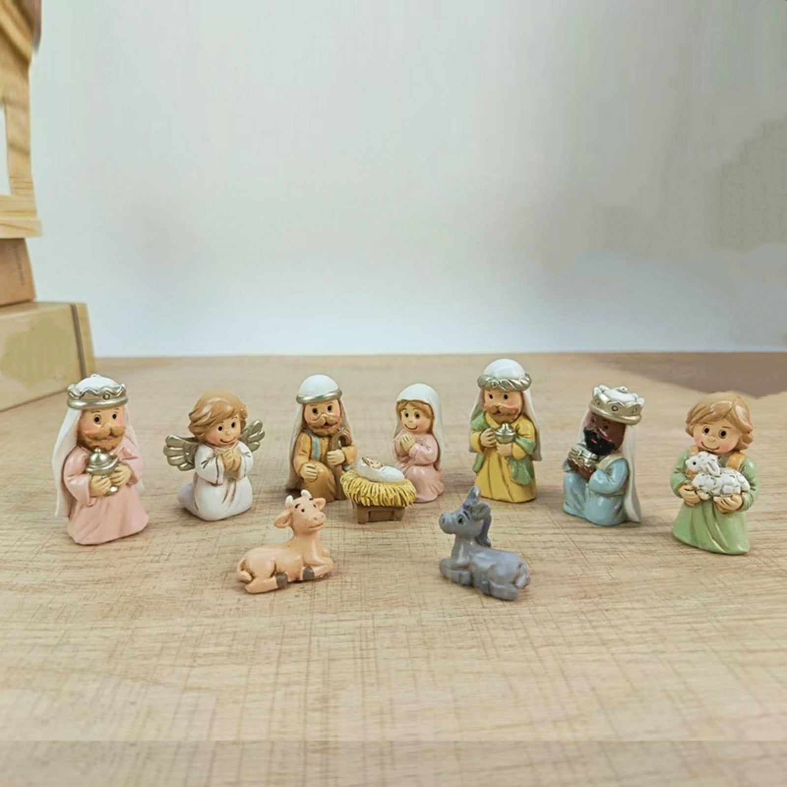 Christmas Nativity&Easter Empty Tomb Resurrection Scene-Little People Miniature Manger Figurines Jesus Statue,Indoor Holiday Decorative Gift for Home,Nativity Scene for Christmas Easter Decorations