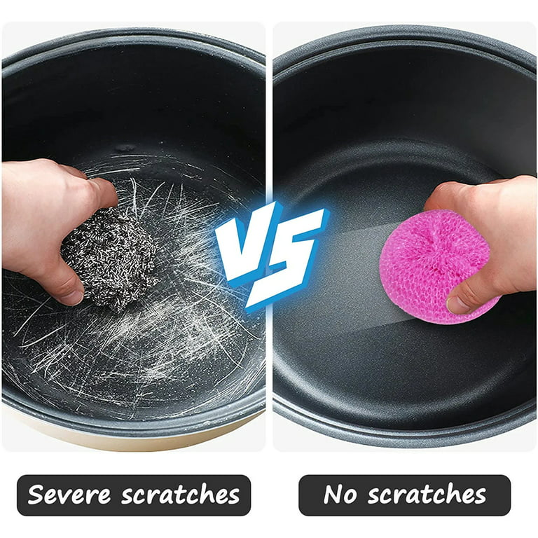 Casewin Plastic Dish Scrubbers for Dishes Plastic Pot Round