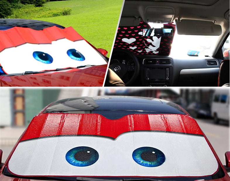 Summmer Cartoon Big Eyes Car Front/Back Windshield Sun Shade Sun Visor 
