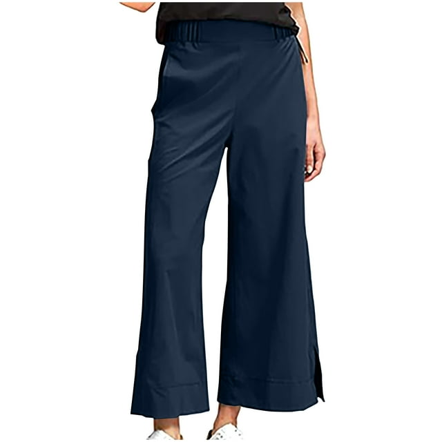 FNFYFH Clearance Ladies Linen Pants Solid Color Breathable Summer Long Trousers