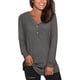 thumbnail image 2 of Camiseta de manga larga de color sólido con cuello en V para mujer, blusa suelta informal, gris, M Advancent AP003714-07, 2 of 5