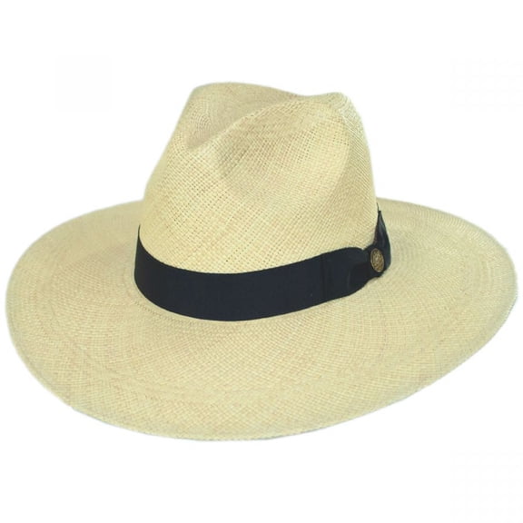 Naturalist Wide Brim Panama Straw Fedora Hat - S - Natural