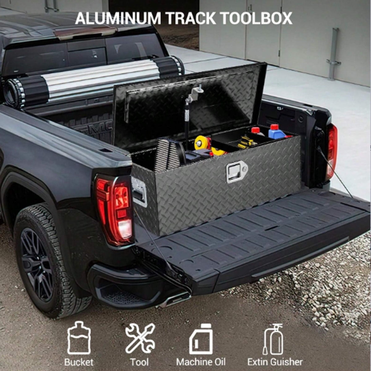 Danolapsi 30 Inch Aluminum Truck Tool Box, Truck Bed Storage Box With Security Lock And Wider Handles, Heavy Duty Waterproof Tool Box Organizer Chest For Pick Up Truck Rv Trailer