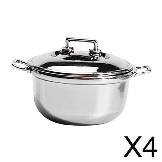 4xMini Olla De Sopa Olla De Aleación De Cocina En Miniatura Con Tapa Para Decoración De Escena De Diseño A
