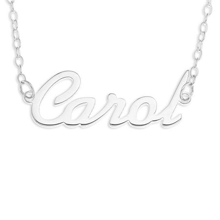 Optima Jewelry Sterling Silver 'Carol' Name Pendant on 16-inch Trace Chain -