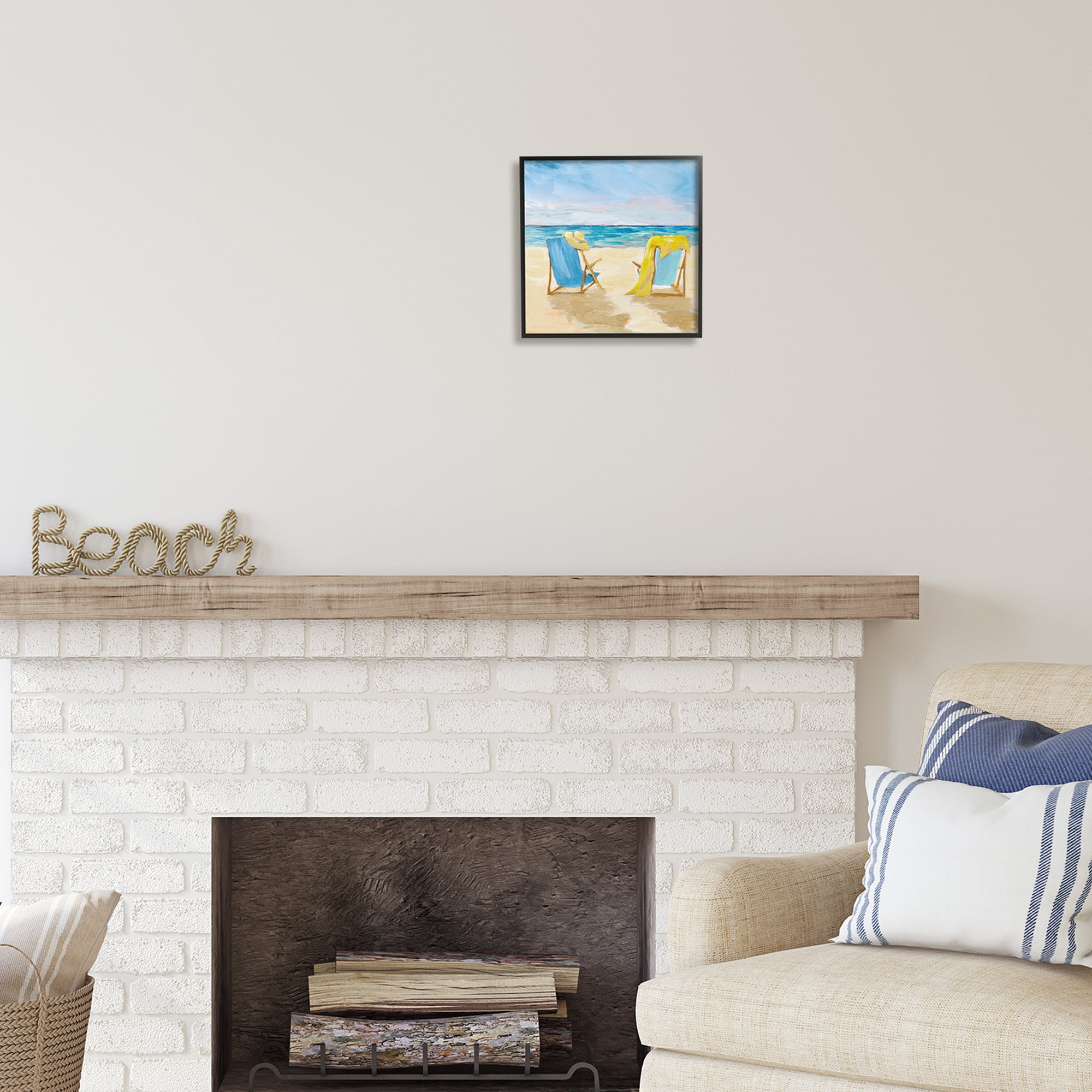 Stupell Industries Afternoon Beach Date Painting Nature Painting Black Framed Art Print Wall Art, 12 x 12