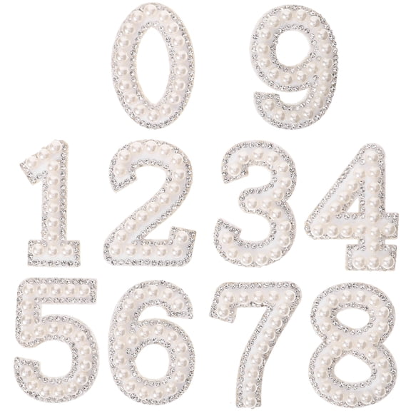 1 Set Pearl Number Patches Number 9 White DIY Clothing Patch for Decor and Repair