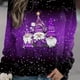 thumbnail image 1 of Plus Size Christmas Top, Women's Plus Christmas Dwarf & Slogan Print Ombre Long Sleeve Round Neck Slight Stretch Top, 1 of 5