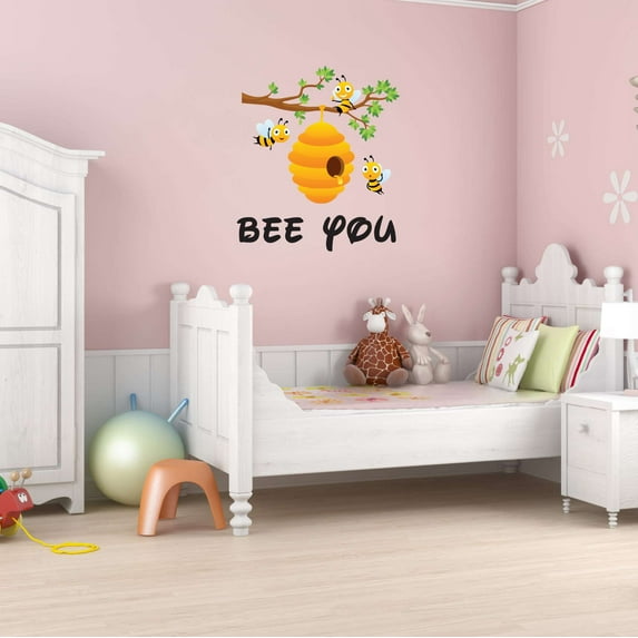 Children Bee you Cute Animal Wall Decal Decoration Bee you Inspirational Quote Vinyl Wall Decal Lasts Years and Easily Removable - Size: 27 In(W) x 30 In(H)