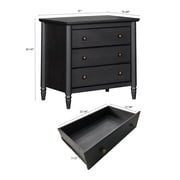 (2 pack) My Texas House Monroe 3-Drawer Nightstand with USB, Raven Black Oak
