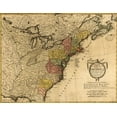 thumbnail image 2 of Vintage Maps 14x12 White Modern Wood Framed Museum Art Print Titled - Eighteenth Century Map of the United States 1784, 2 of 4