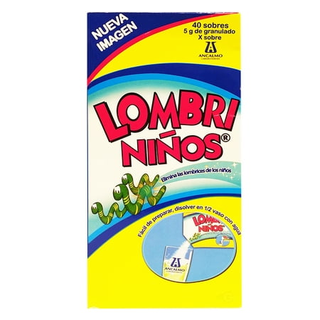 Lombriniño Anti Worms for Kids 40 Envelopes - Antilombrices para ninos (Pack of 12)