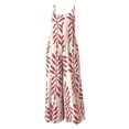 thumbnail image 5 of Costeam Womens Leaf Print Spaghetti Strap Jumpsuit Dual Side Hidden Hand Pockets Scoop Neck Elastic Loose Full Length Wide Leg Casual One Piece Outfit, 5 of 6