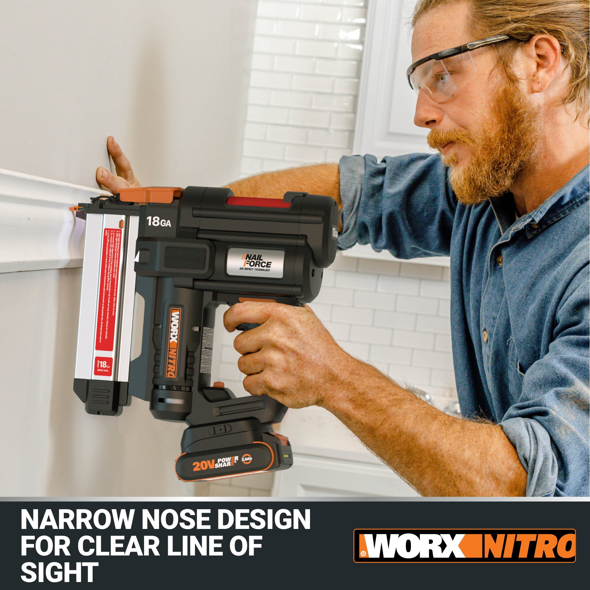 Worx Nitro WX842L.9 20V Power Share Cordless 18GA Brad Gun (No Battery and Charger Included - Tool Only)