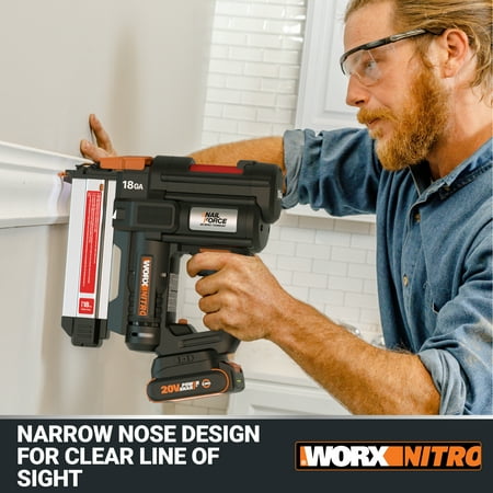 WORX - Nitro 20V Cordless 18GA Brad Nail Gun (1 x 2.0Ah Battery & 1 x Charger Included) - Black