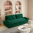 thumbnail image 3 of 73.2 Inch Queen Pull Out Sofa Bed, 3-in-1 Convertible Sleeper Velvet Loveseat for Living Room, Guest Room, Green, 3 of 12