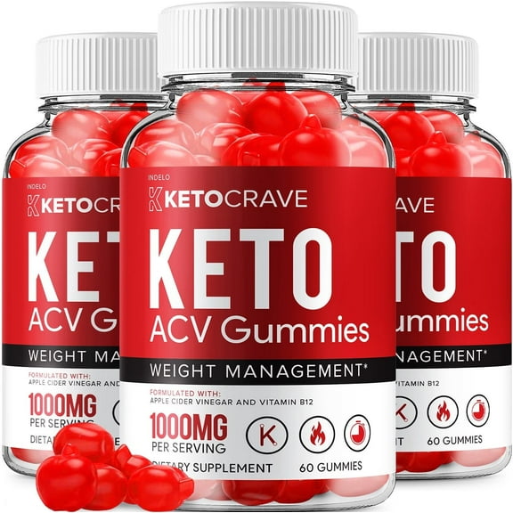 (3 Pack) Keto Crave Keto ACV Gummies - Apple Cider Vinegar Supplement for Weight Loss - Dietary Supplement for Weight Management & Metabolism - (180 Gummies)
