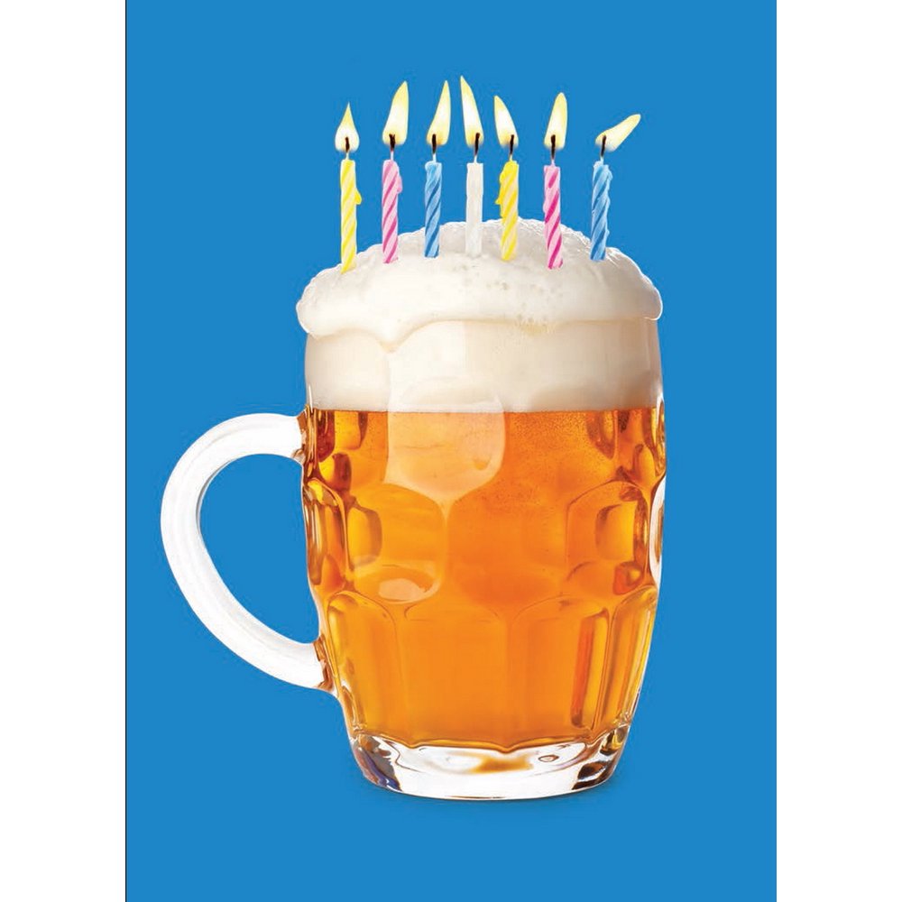 Tracks Publishing Ltd Beer Mug with Candles on Sparkling Blue Glitter